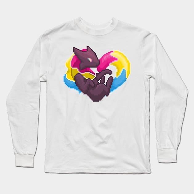 Pansexual Pixel Heart Melog Long Sleeve T-Shirt by HauntedByCatra